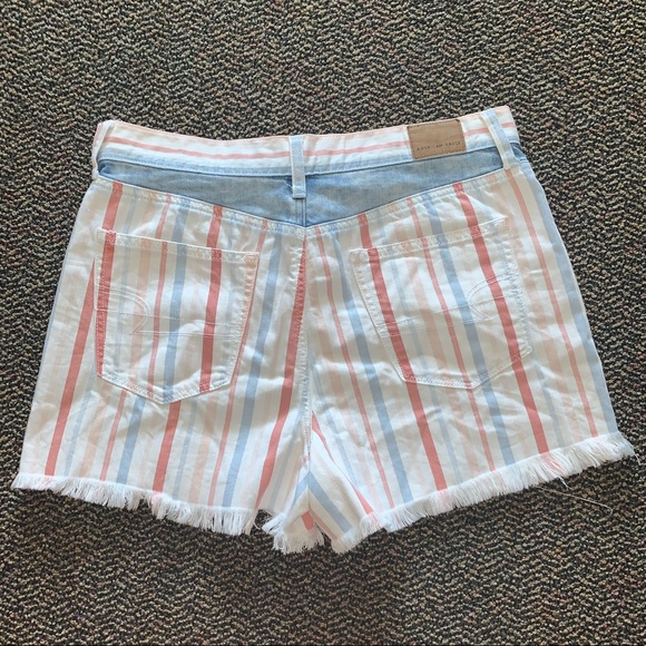American Eagle Pinstripe Mom Jean Shorts - Picture 2 of 2